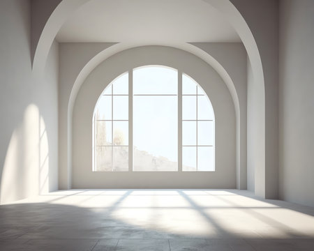 Architecture background geometric arched interior 3d renderの素材