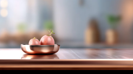 Silver steel countertop, empty shelf. Vector realistic mockup of table top, kitchen counter on grayの素材