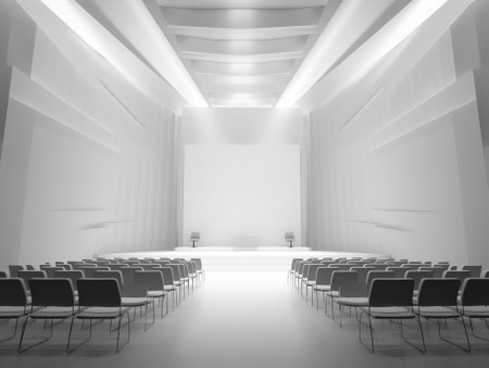 background of row of white seats. Empty hairs in the conference hall.の素材