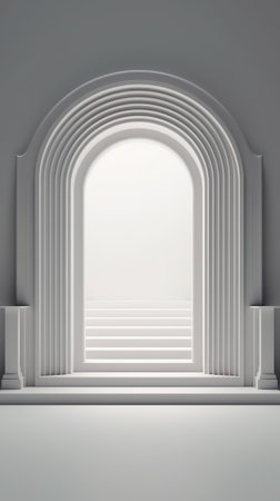 Architecture background geometric arched interior 3d renderの素材