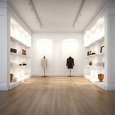 Empty white dressing room; interior of a modern house. 3d illustrationの素材