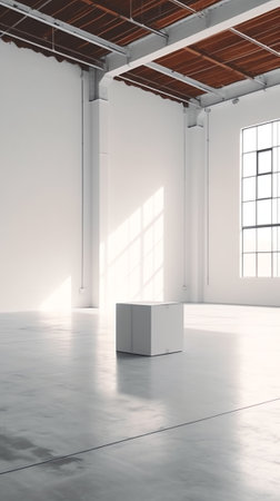 abstract empty white warehouse interiorの素材