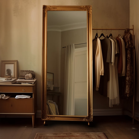 Half empty wardrobe in an old flatの素材