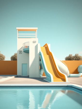 Steps in empty swimming poolの素材