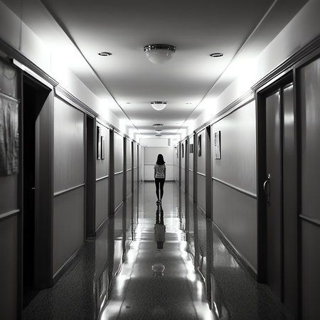 Corridor of old school in Japanの素材