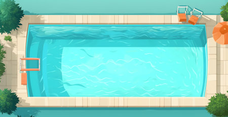 Overhead view of an empty poolの素材