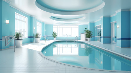 Swimming pool interior. Empty indoor swimming pool. Swimming pool for training. indoor sport swimminの素材