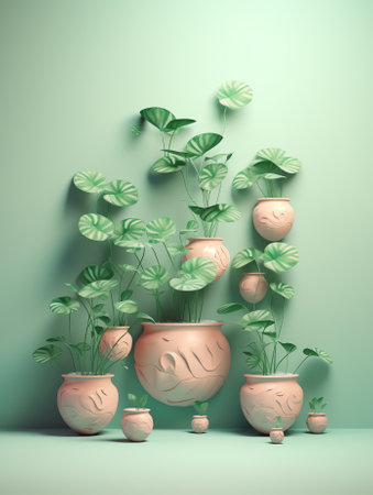 Vertical wall garden in interior design, 3d renderの素材
