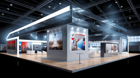 Empty hall exhibition centre.The backdrop for exhibition stands, booth,market,trade show.Conversatioの素材
