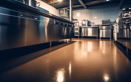 Empty restaurant kitchen. Profesionalの素材