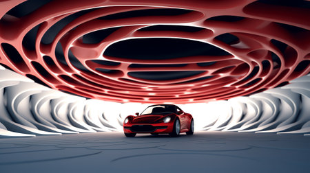 3d render of abstract futuristic architecture with concrete floor. Car presentation.の素材