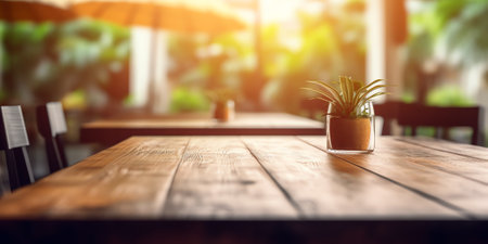 Empty restaurant outdoor seating areaの素材