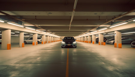 Underground parking/garage (shallow DOF; color toned image)の素材