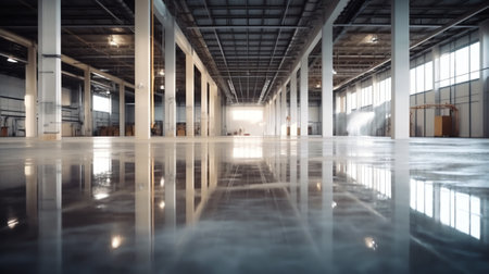 Industrial building or modern factory for manufacturing production plant or large warehouse, Polisheの素材