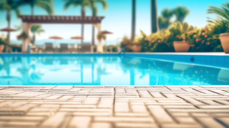 Empty pool outdoors. Summer vacationsの素材