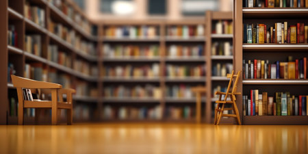 Wooden tree with books on blur background of library with bookshelf. Flawlessの素材