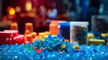 Factory shop in bokeh, defocused backgroundの素材