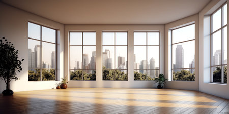 Empty living room panorama.Interior.3d renderingの素材