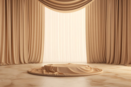 Empty room with marble flooring and beige wall paper decorationの素材