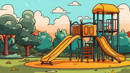 Cartoon urban playground vector background illustration.の素材
