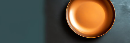 Generative AI Top view of isolated of colored background empty round blue plate for food. Empty dishの素材