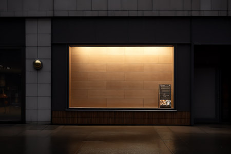 Generative AI Empty modern shop with illumination wallの素材