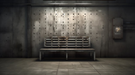 Generative AI public chair and wall for passengers in stationの素材