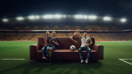 Generative AI Empty seats football stadium background,3D renderingの素材