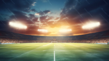 Generative AI Evening stadium arena soccer fieldの素材