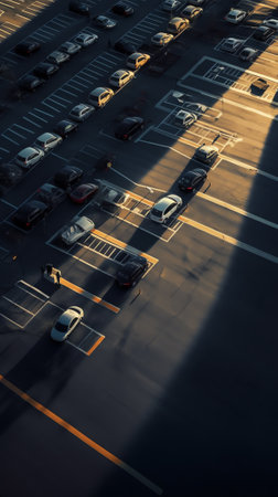 Generative AI Empty rooftop parking at dawnの素材