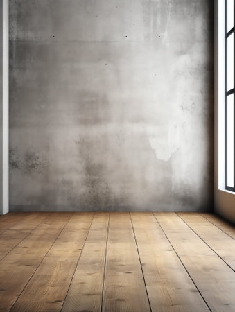 Generative AI grey concrete wall background and sidewalk -の素材