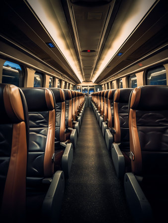 Generative AI Luxembourg, Luxembourg - 23 July 2021. The interior of a modern Belgian empty carriageの素材