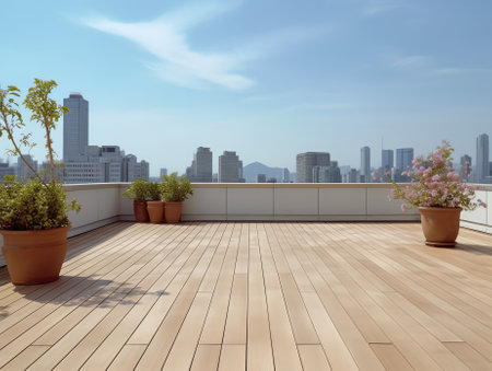 Generative AI Empty rooftop in modern building.の素材