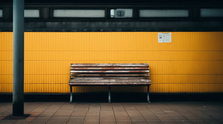 Generative AI metal chair in the train stationの素材