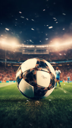 Generative AI On the stadium. abstract football or soccer backgroundsの素材