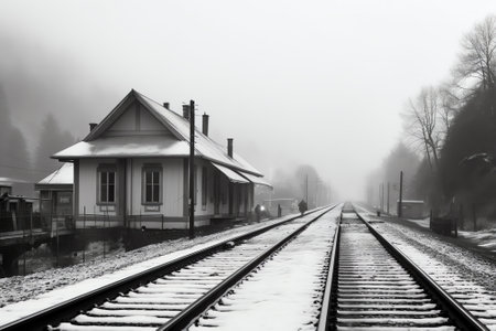 Generative AI Empty train station in Ticino, Switzerlandの素材