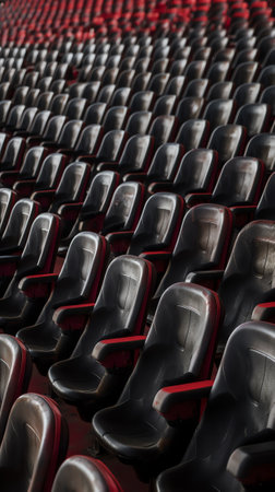 Generative AI Empty stadium seats outdoor background.の素材