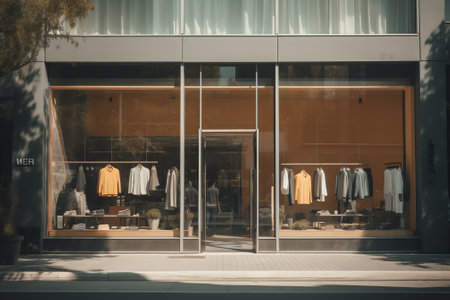 Generative AI beautiful glass facade of the premises for renting a shop. For designers as an exampleの素材