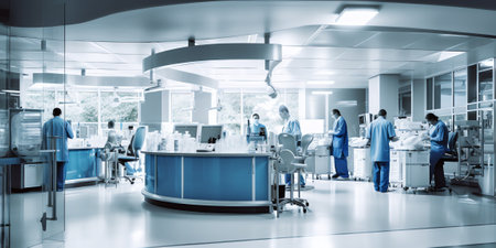 Generative AI Nurse counter in a hospital.の素材