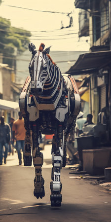 Generative AI Zebra traffic walk way in the cityの素材