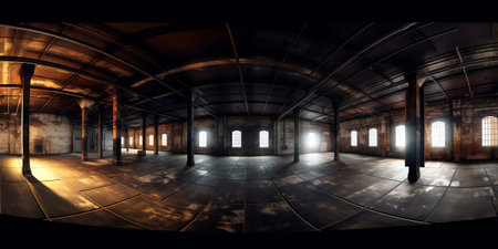 Generative AI Industrial interior of an old factory buildingの素材