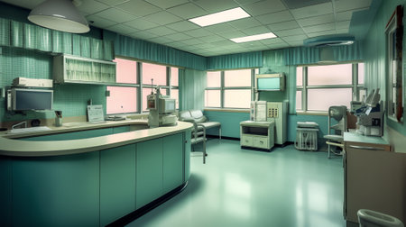 Generative AI Empty nurses station in a hospital.の素材