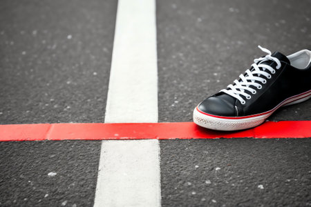 Generative AI Empty Sidewalk Street Red Yellow Black Foot Path Road Traffic Background BGの素材