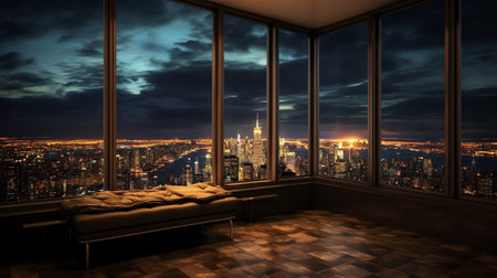 Generative AI Skyscrapers Cityscape Downtown, New York Skyline Buildings. Beautiful Real Estate. Nigの素材