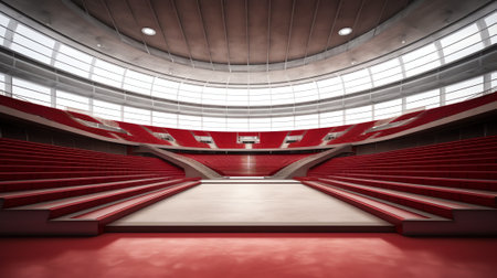 Generative AI Digitally generated large farge football stadium with empty standsの素材