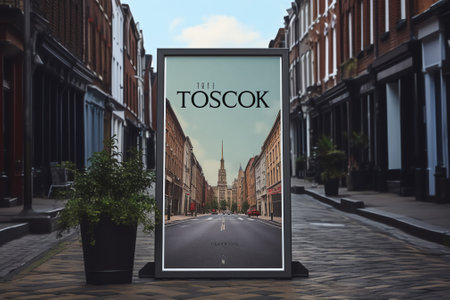 Generative AI mockup street billdboard, mock up wall street, city wall, backgroundの素材