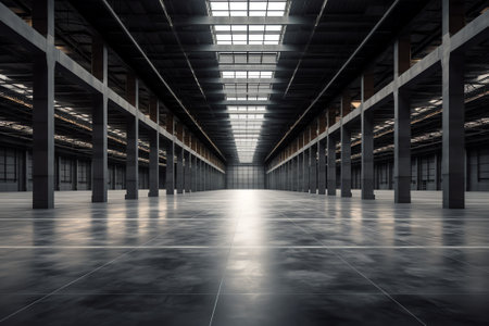 Generative AI Empty warehouse office or commercial area, industrial backgroundの素材