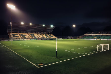 Generative AI emptry stadium eveningの素材