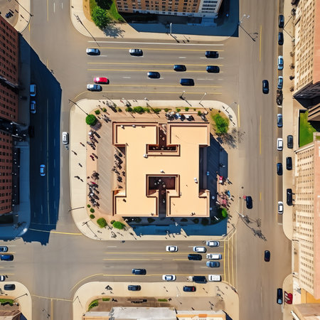 Generative AI April 18, 2020: Aerial view of empty streets due to the coronavirus pandemic in Gurgaoの素材