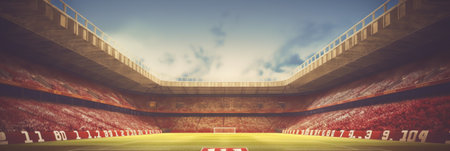 Generative AI Digitally generated large farge football stadium with empty standsの素材